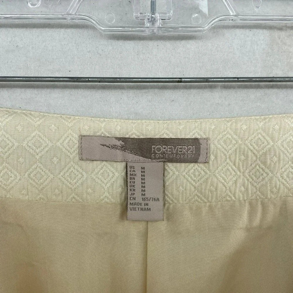 Forever21 Skirt Womens M Ivory Beige Jacquard Diamond Lined Mini Straight Pencil - Picture 7 of 9